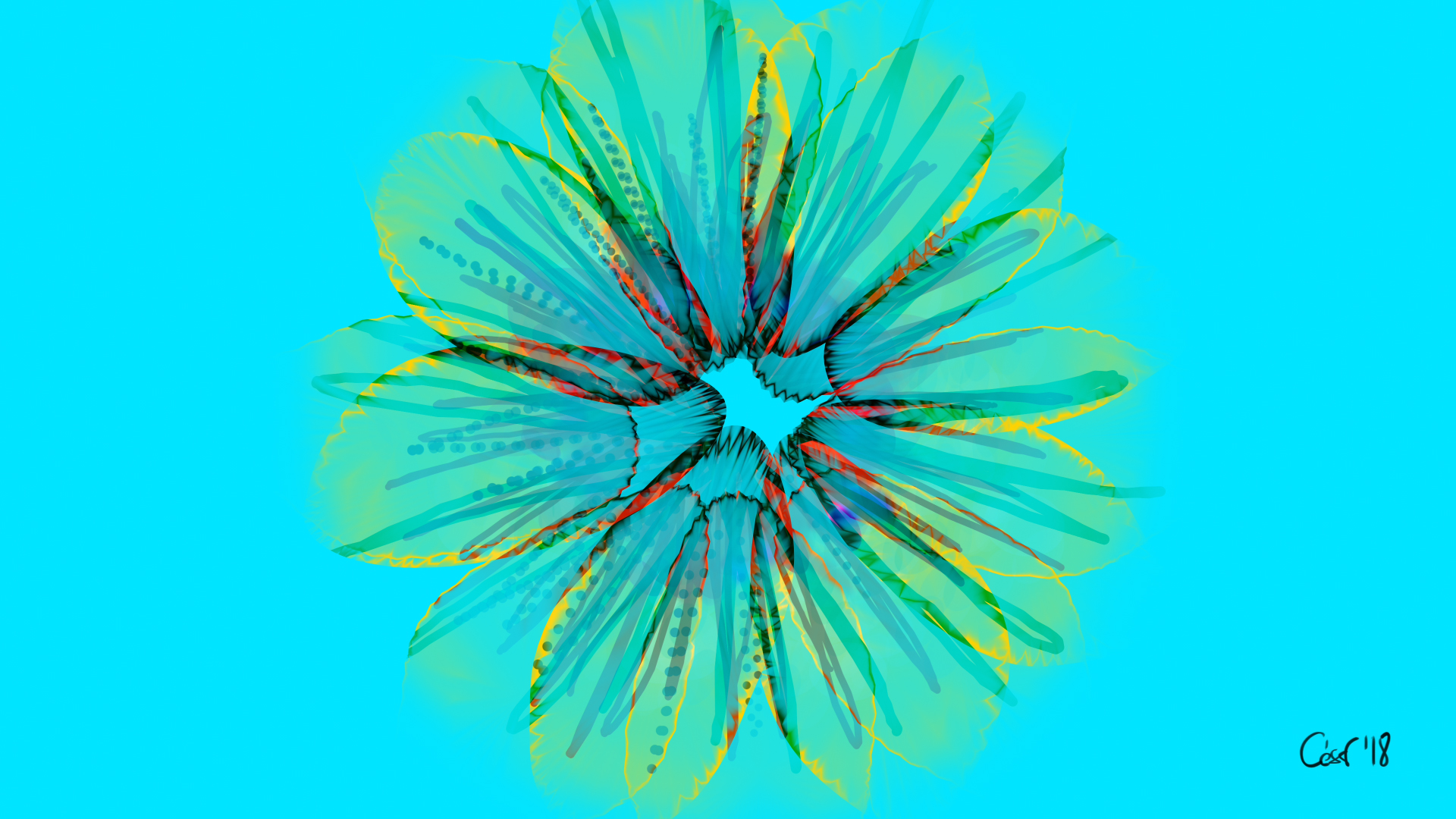 Big Flower, moving artwork by César Yagüe, from the Soul Rockin' Txabalita collection