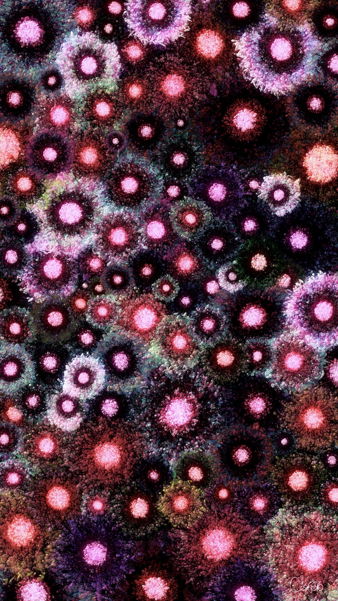 Flowery Night, moving artwork by César Yagüe, from the Lágrimas De Estrellas collection