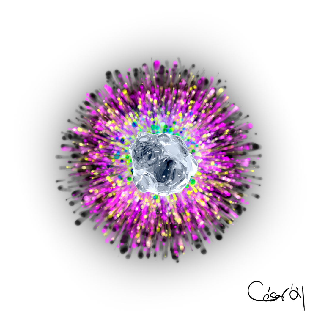 Holy Drop, moving artwork by César Yagüe, from the Lágrimas De Estrellas collection