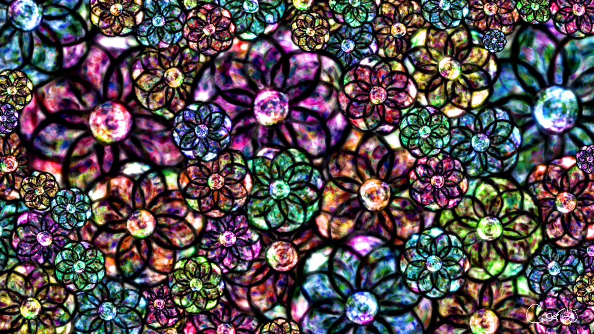 Jardín Cuántico (Hackers Del Amor), moving artwork by César Yagüe, from the Floraciones Del Umbral collection
