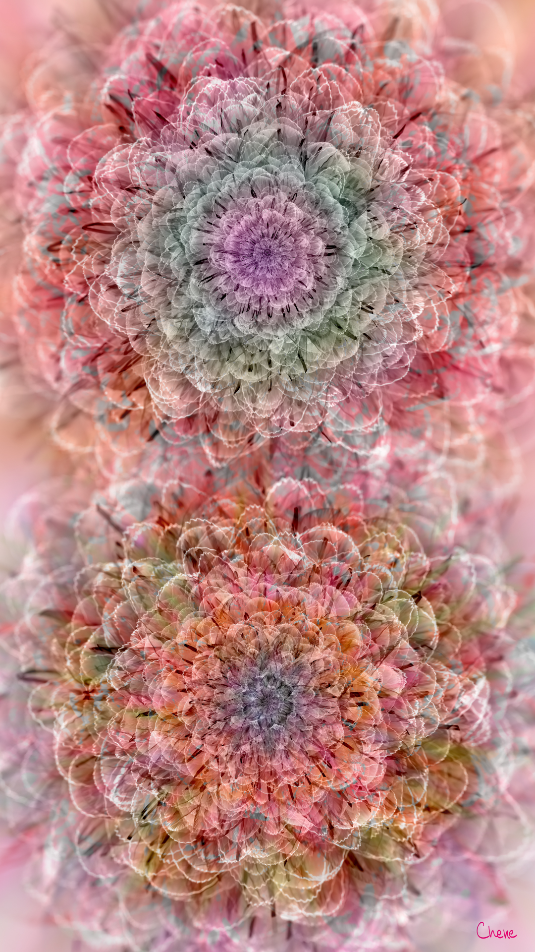 Lúmara Geminae, moving artwork by Chene (César Yagüe), from the Floraciones Del Umbral collection