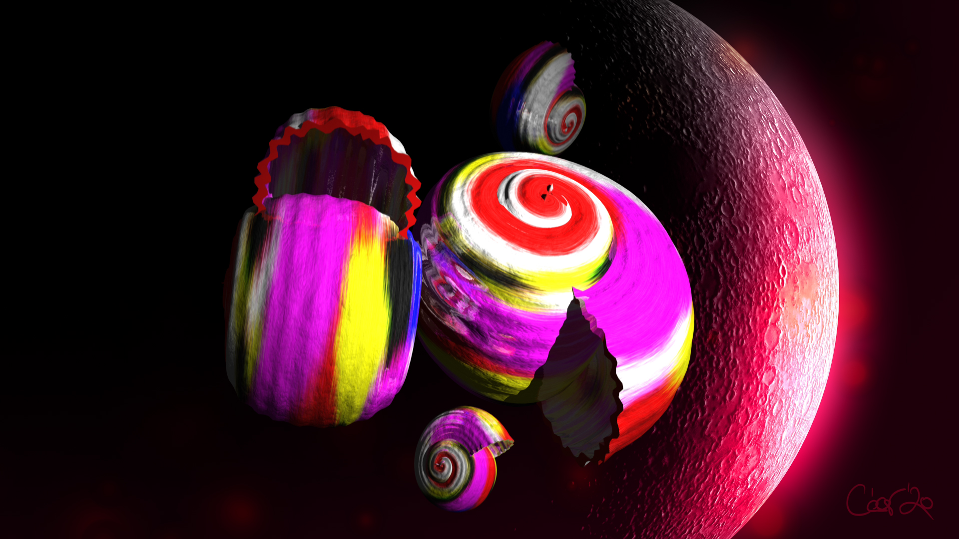 Lunar Tide, moving artwork by César Yagüe, from the Lágrimas De Estrellas collection