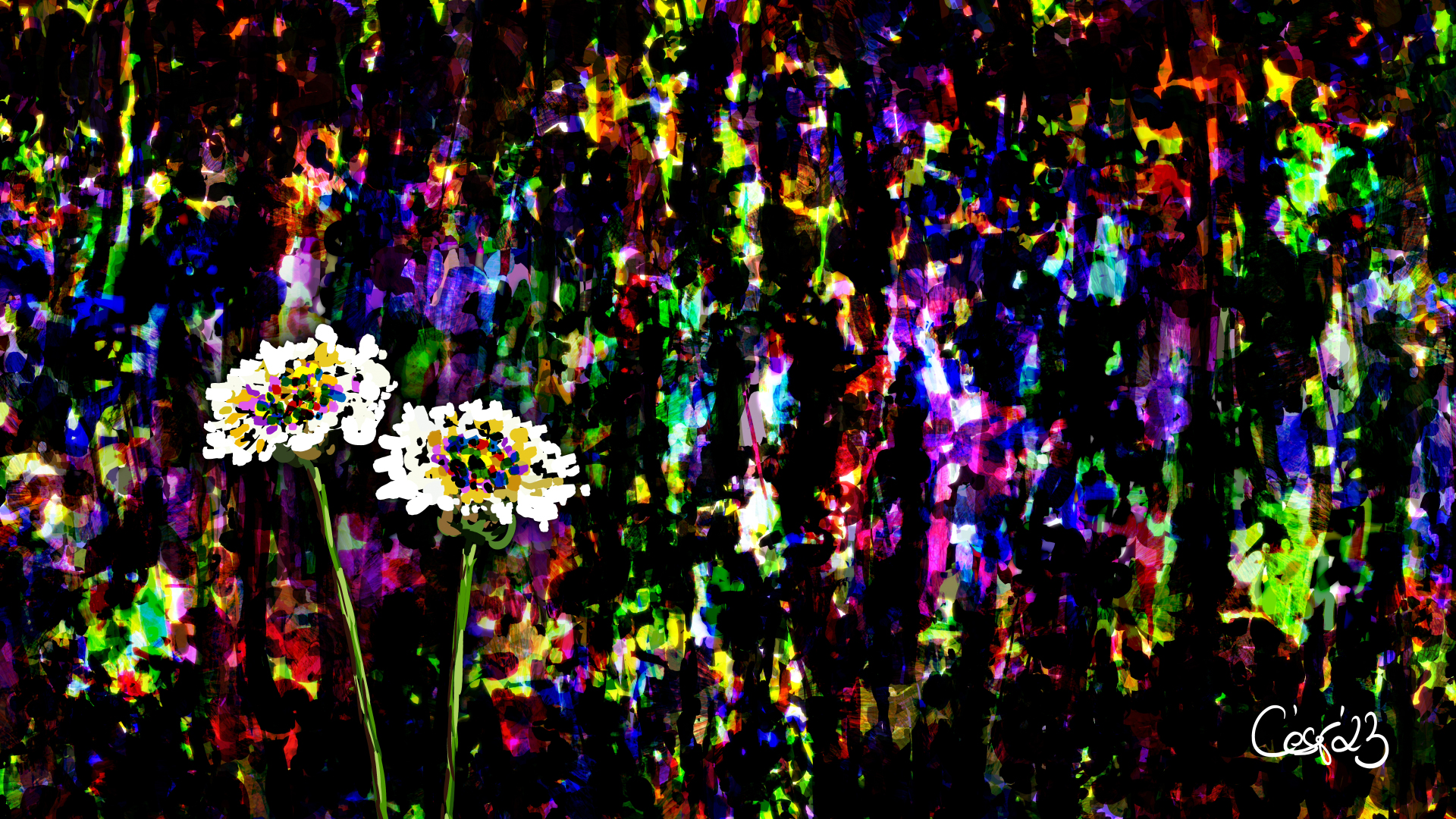 Mayo, moving artwork by César Yagüe, from the Enjambre De Luz collection