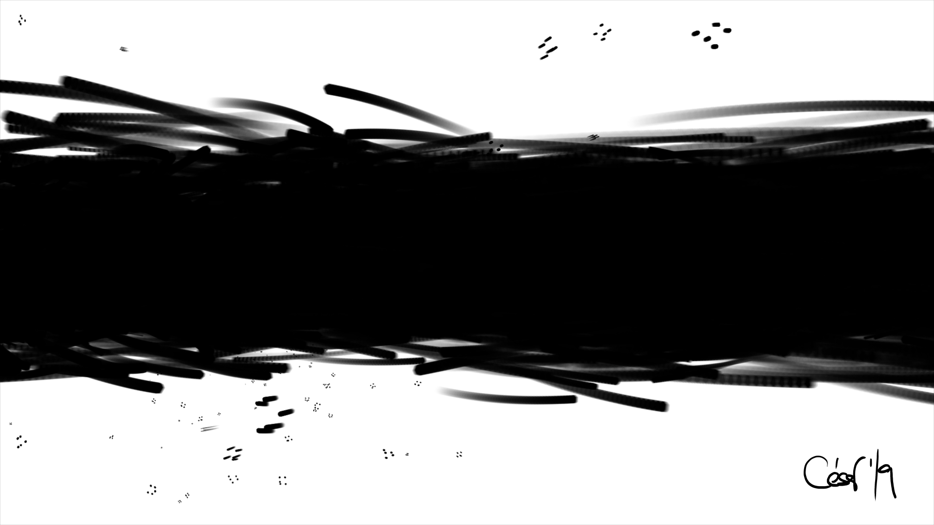Noir, moving artwork by César Yagüe, from the Vida Contemplativa collection