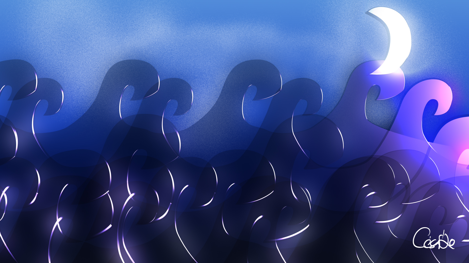 Olas, moving artwork by César Yagüe, from the Enjambre De Luz collection