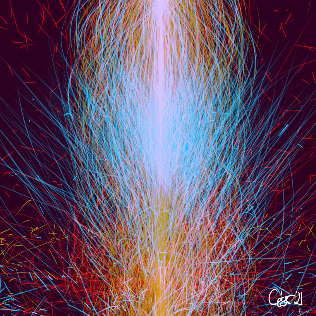 Reconexión, moving artwork by César Yagüe, from the Enjambre De Luz collection