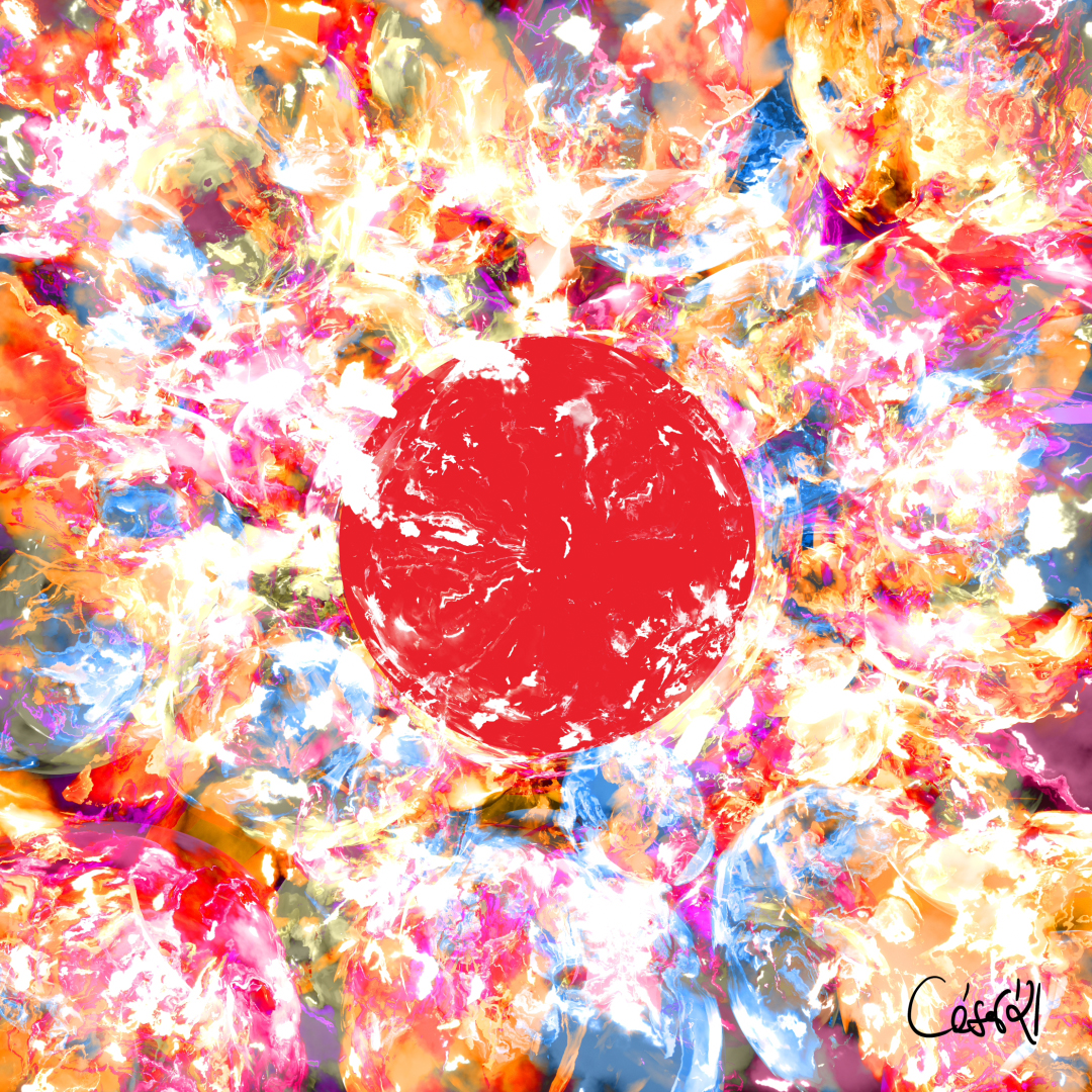Red My Heart, moving artwork by César Yagüe, from the Enjambre De Luz collection