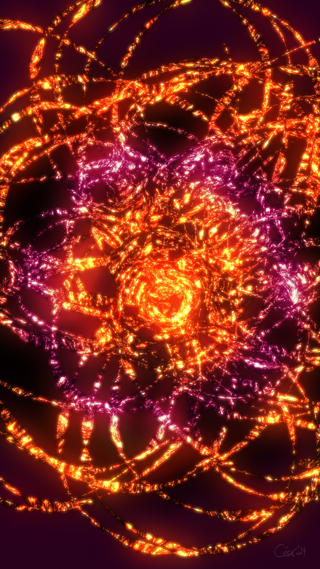 Sol De Medianoche, moving artwork by César Yagüe, from the Enjambre De Luz collection