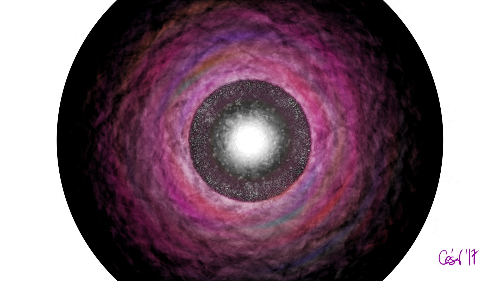 Supermassive White Hole, moving artwork by César Yagüe, from the Lágrimas De Estrellas collection