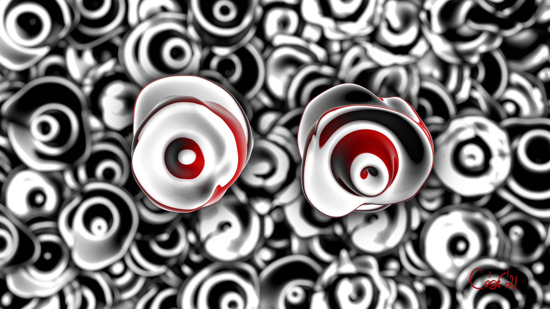 Two In A Million, moving artwork by César Yagüe, from the Enjambre De Luz collection